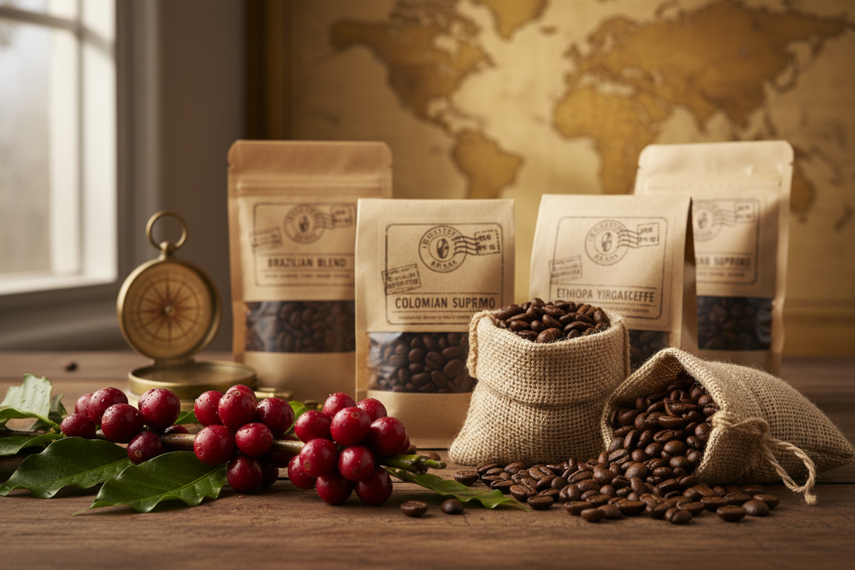 imported coffee and coffee cherries